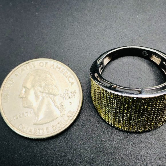 Unique Micro Pave set Yellow Citrine Men's Sterling Silver Ring Sz. 10 - 7.3 Gm - Picture 14 of 16